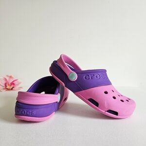 Crocs Electro II Clog Sandal Pink Purple Girls Crocs J1 Frozen 2 Olaf Jibbitz